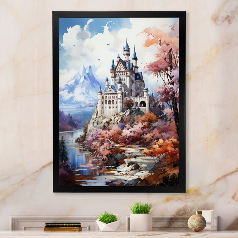 Décoration murale Swyback, château de Neuschwanstein - Allemagne, H 44 po x l 34 po x P 1,5 po, Cadre photo noir
