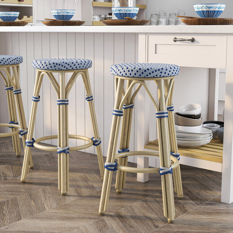 Arduino Aluminum Outdoor Stool, 26", Gray/Navy
