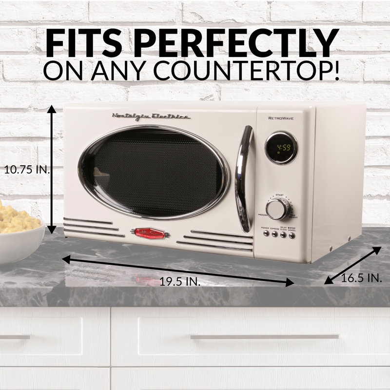 Nostalgia Retro 19" 0.9 cu ft. 800-Watt Countertop Microwave Oven, Ivory