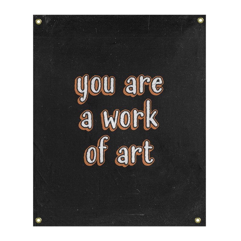 Tapisserie en polyester tableau noir quot, H 36 po x l 26 po, Orange