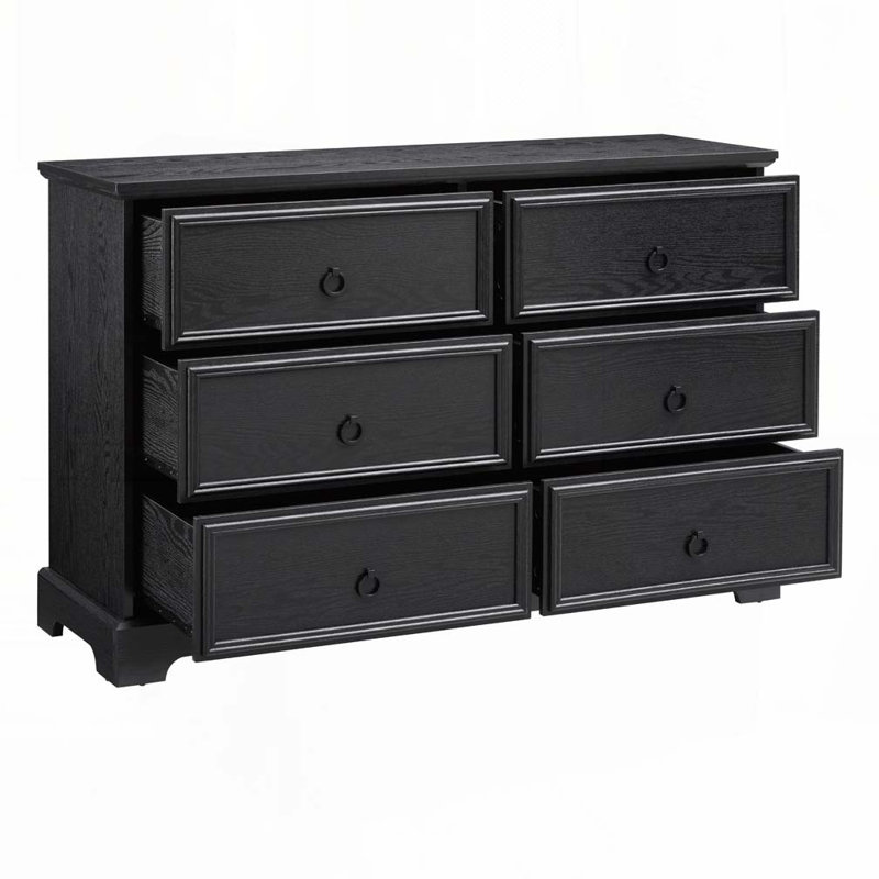 Farmhouse 6-Drawer Chest, Black
