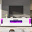 Meuble télé avec foyer 80 po avec foyer, grain de bois moderne ultrabrillant, gris-103528860-102051190