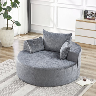 Canapé-lit simple en éponge de 55 po en chenille de 55 po, aucun assemblage requis, fauteuil-lit moderne moelleux pour le salon, la chambre à coucher, le salon et la salle de projection (pas une chaise pivotante)