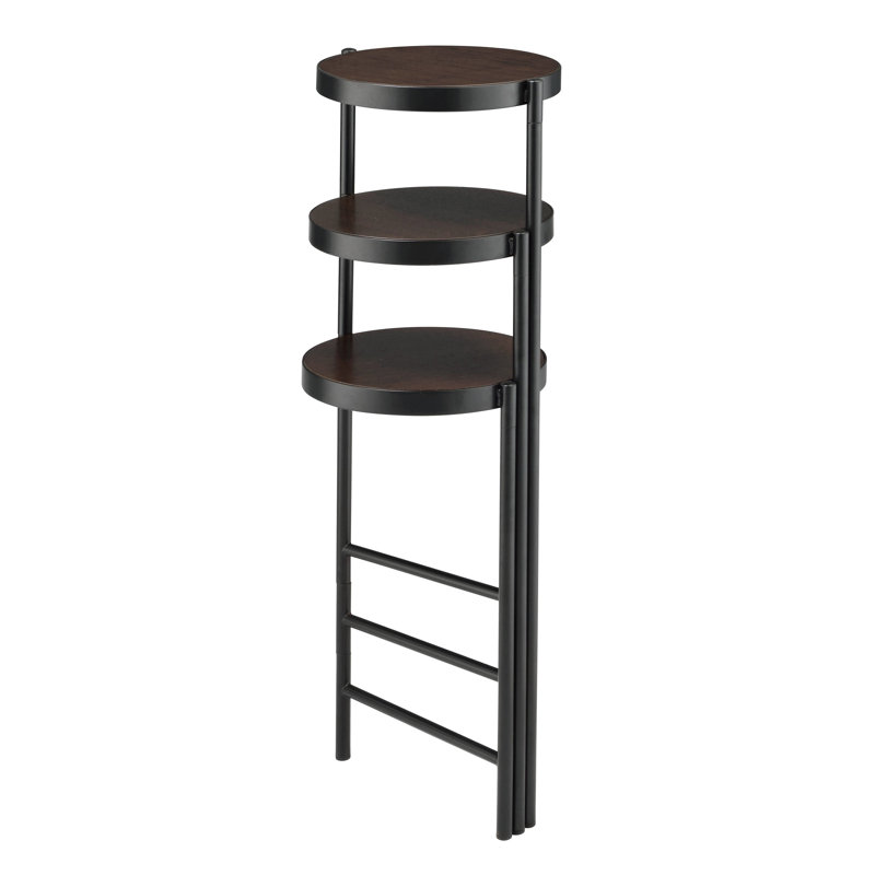 Support pour 3 plantes pliable noyer noir - métal, peu encombrant