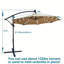 Parasol de patio à DEL 10 pi - 8 nervures, rouille, pour terrasse, utiliser de l'eau alimentée par 10 pi, terrasse de jardin