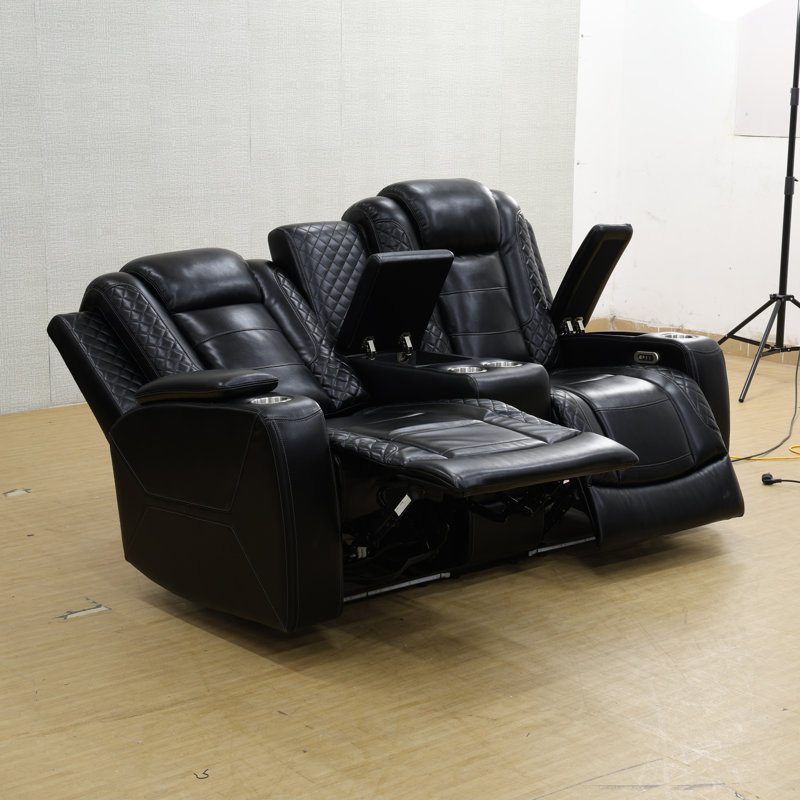 Luxury Furniture Sets Power Recliner Sofa With Ledlights,living Room Furniture/small Space/office/theaterseating, Reclining Sofa Chair With Usb Port/storageconsole/cup Holders(3 Piece Set)