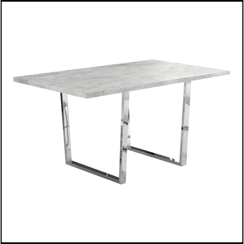 Table de salle à manger, rectangulaire, 60 po, cuisine, salle à manger, stratifié gris, métal chromé, contemporain, moderne