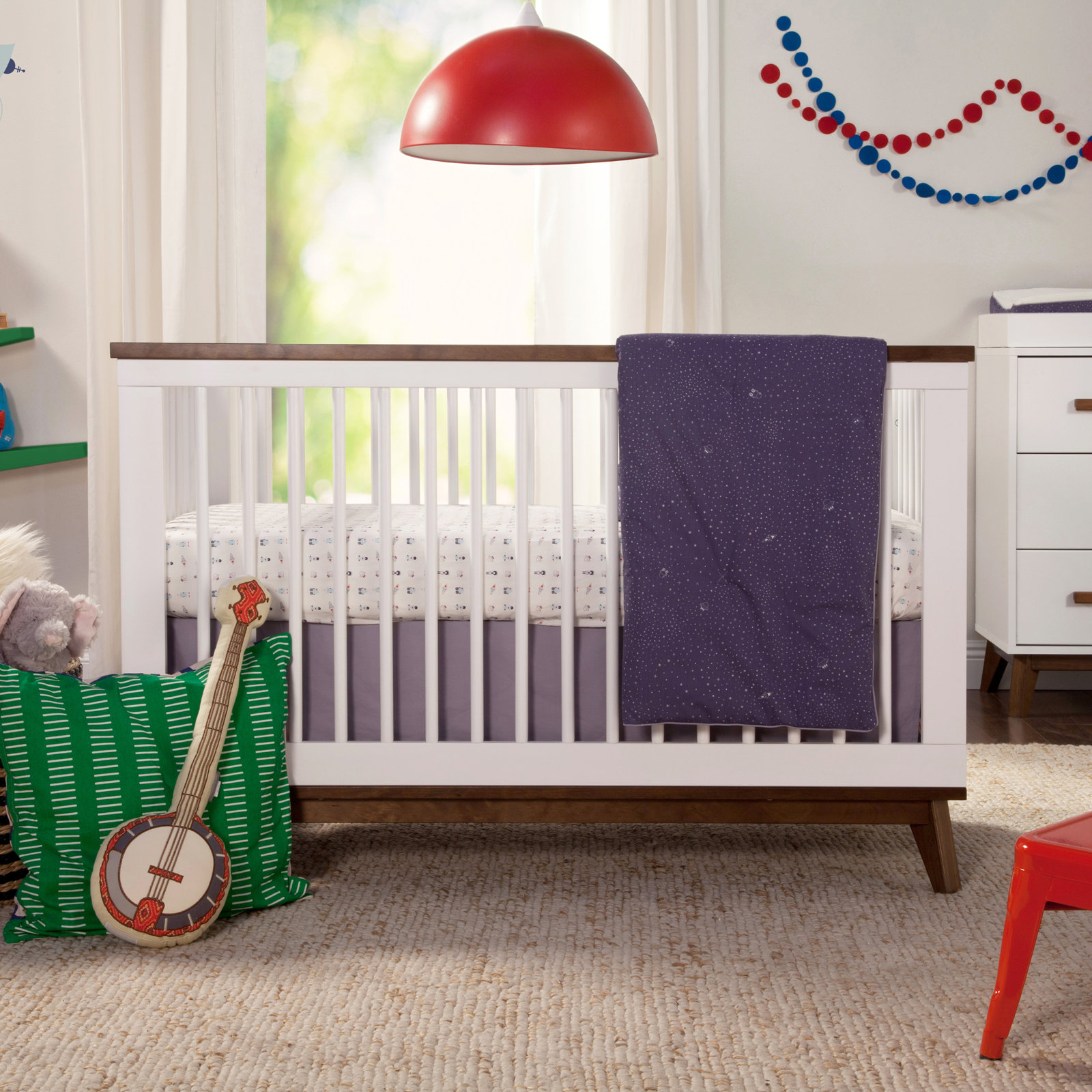 Scoot 3-in-1 Convertible Crib, White/Walnut