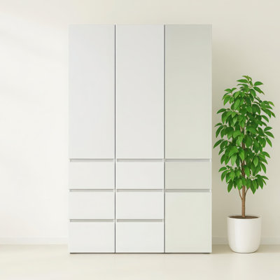 Système de placard modulaire en bois avec miroir Elise