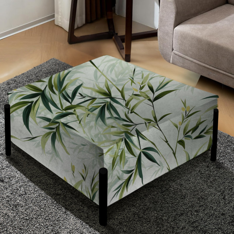 Bambou Zen Tropical Motif - Grand repose-pieds carré tropical