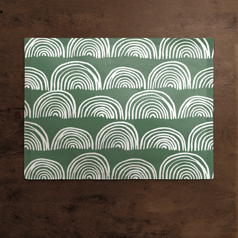 Poly Twill Abstract Rectangle Placemat, Green