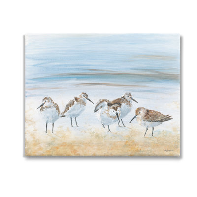 Summer Sandpipers on Shore Canvas Wall Art by Pam Britton