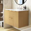 Meuble-lavabo simple en bois 36 po avec comptoir en céramique, armoire en panneau de fibres à densité moyenne, portes à fermeture en douceur, tiroirs divisés et meuble-lavabo mural