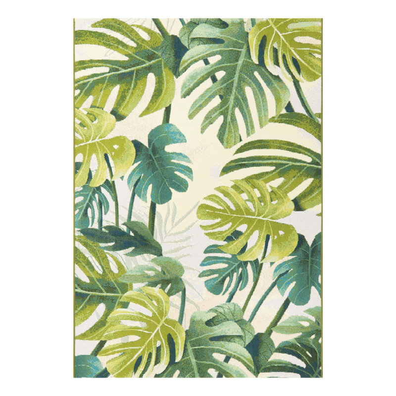 Cindina Washable Floral Indoor / Outdoor Rug, Rectangle 4' x 6'
