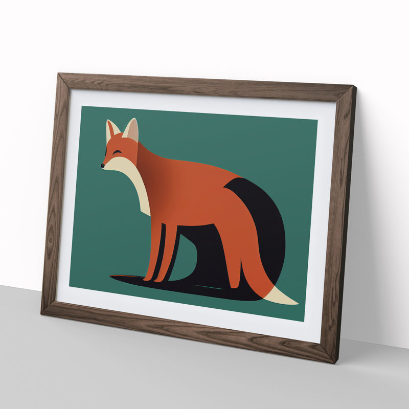 A First Rate Abstract Fox - Single Picture Frame Print, Walnut Framed, 25cm H x 34cm W x 2cm D