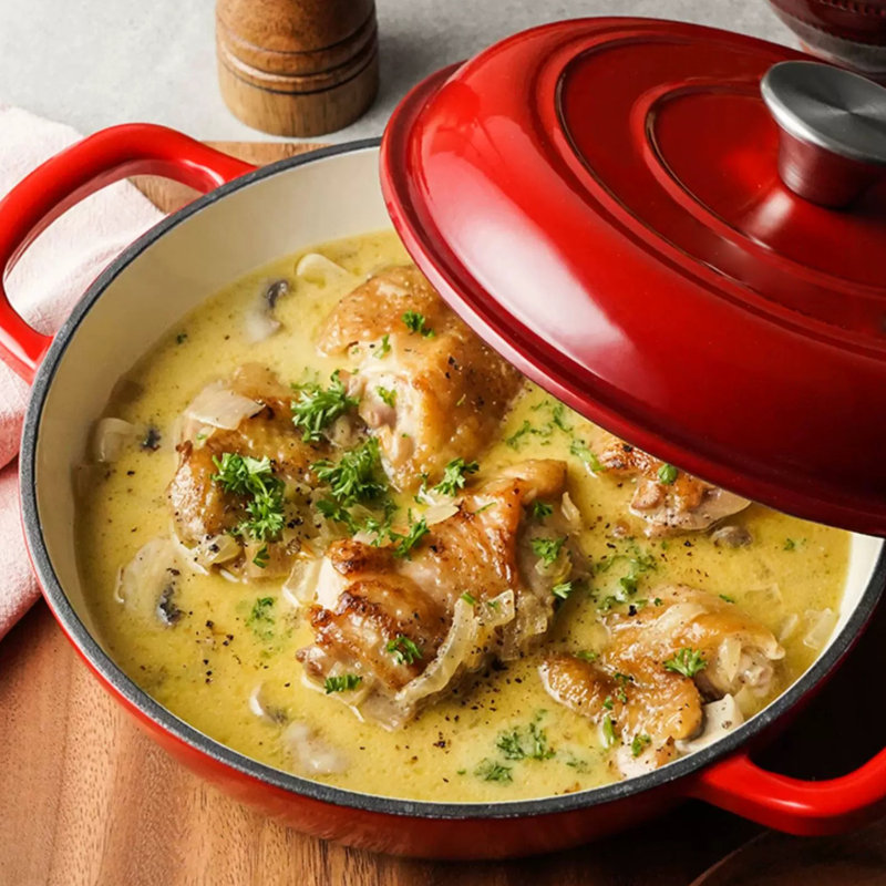 11 Pieces Cast Iron Enameled Cookware Set, Red