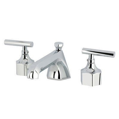 Kingston Brass Two-Handle 3-Hole Deck Mount Widespread Bathroom Faucet With Brass Pop-Up