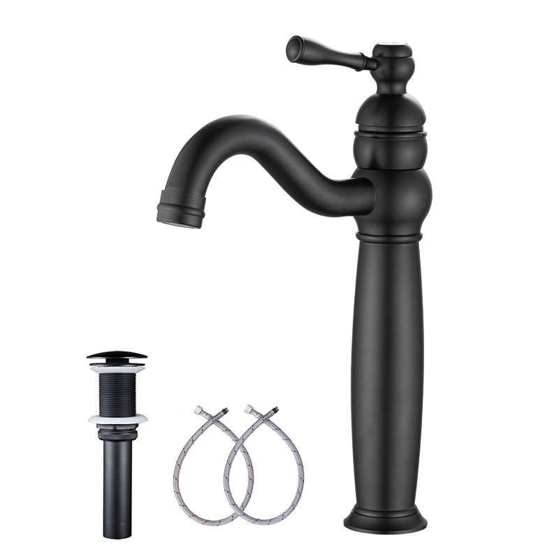 Single-handle Bathroom Faucet with Drain Assembly, Matte Black