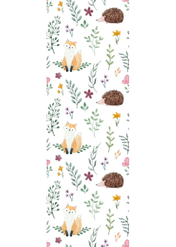 Rosato Removable Fox Hedgehog and Plant 8.33' L x 25" W Peel and Stick Wallpaper Roll, 4.17' L x 25" W