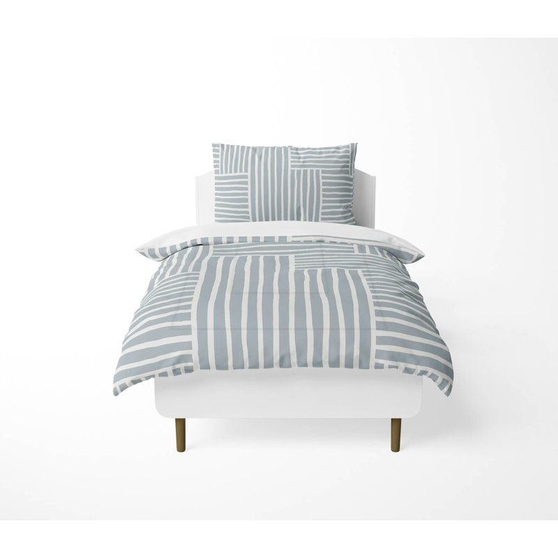 Grid Puz Decorative Lightweight Comforter Set, Slate Blue