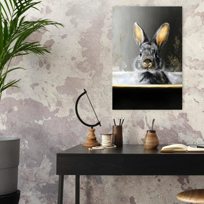 «Rabbit In Bathtube 4», art mural forêt contemporaine