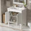 Armoire de meuble-lavabo 30 po avec lavabo en céramique, 30 po, armoire de rangement avec portes à fermeture douce et pieds en bois massif-62047222