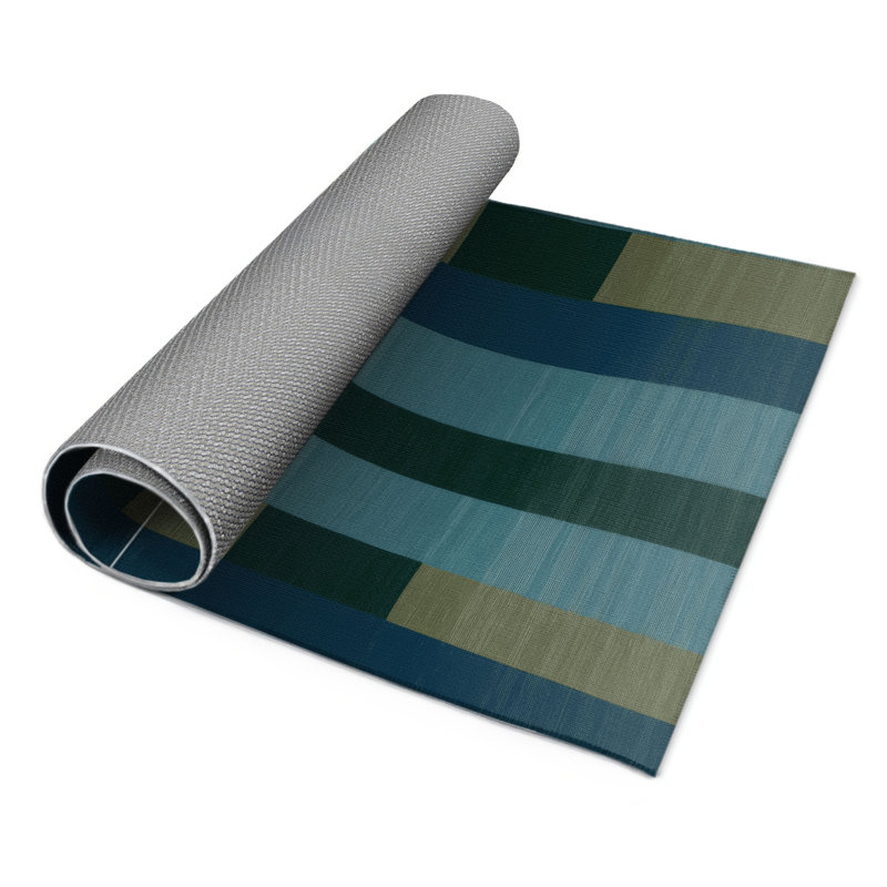 Tapis d'intérieur et d'extérieur à carreaux bleu, Rectangulaire 2 pi x 3 pi