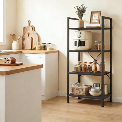 4 Tiers Bookshelf, Classical Book Shelf, Tall Display Shelves In Living Room/Home/Office, Storage Organizer For Cds/Books/Movies
