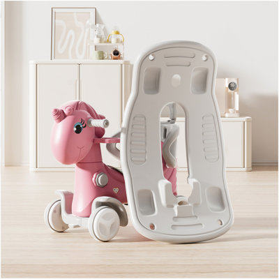 Cheval à bascule pour tout-petits, jouets d'équilibre à vélo avec poignée, dossier et planche d'équilibre pour bébé fille et garçon, couleur rose licorne (ancien SKU: W509125829)