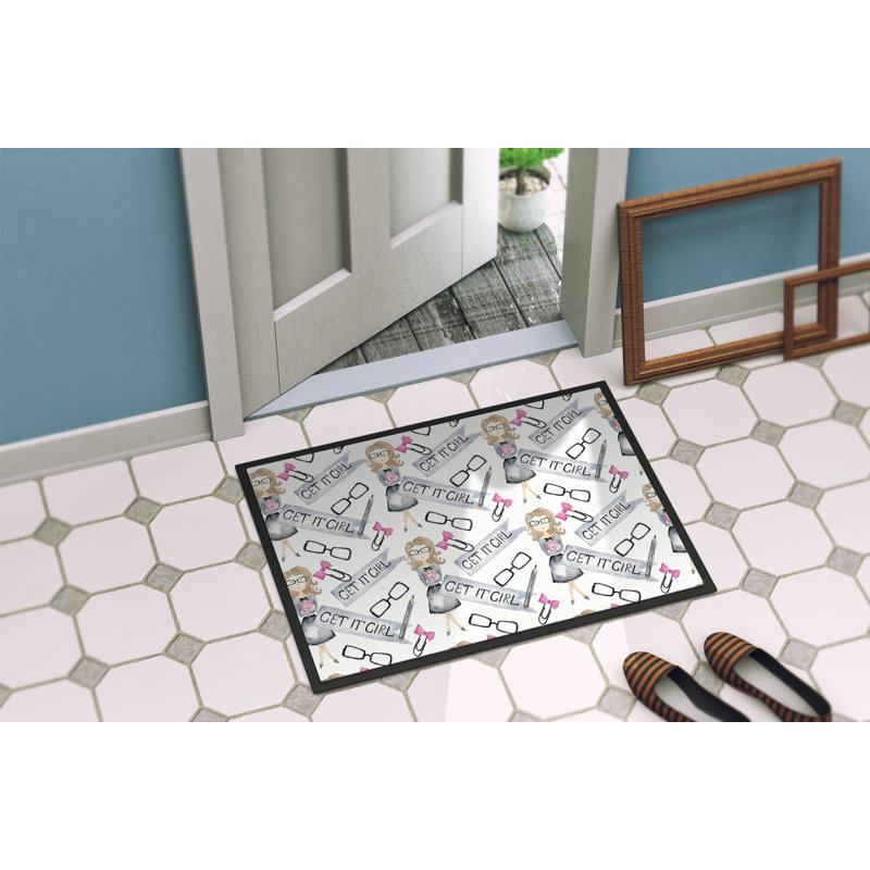 Tapis de porte pour l’extérieur antidérapant fille, Rectangulaire : 18 po x 27 po