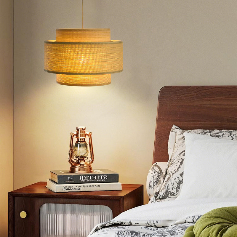 Luminaire suspendu en rotin de bambou tissé à la main pour n'importe quelle pièce