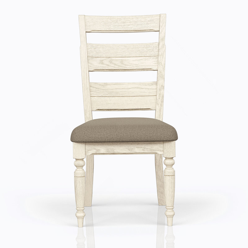 Chaise d'appoint à dossier échelle - Finition caramel (ensemble de 2), Blanc