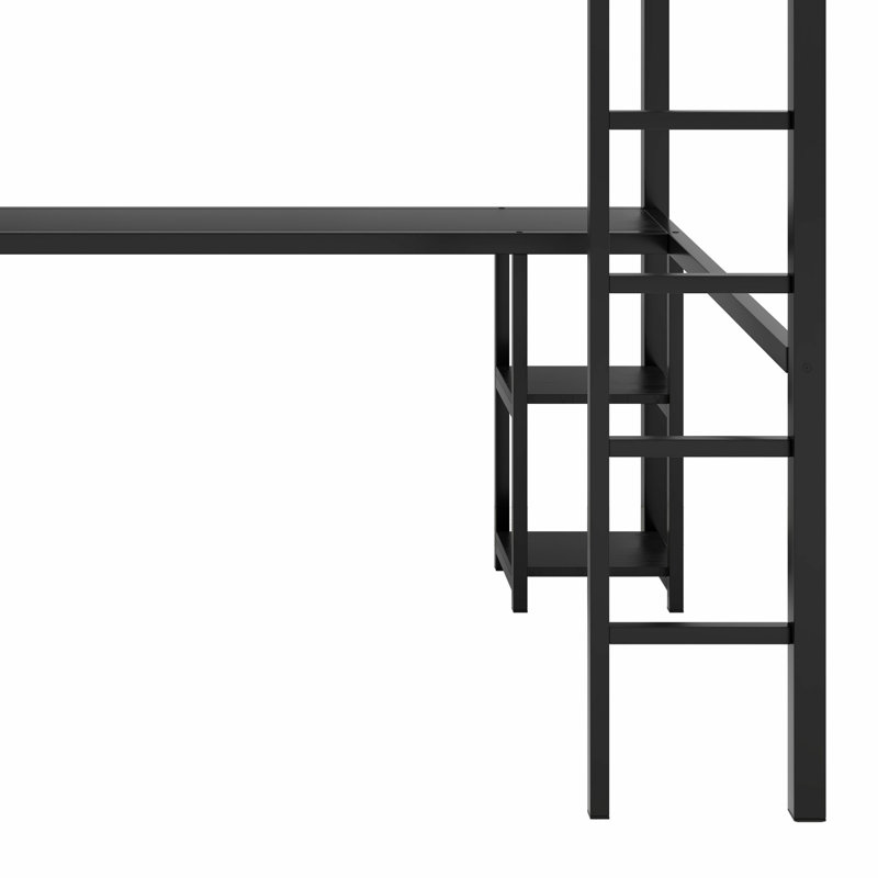 Structure de lit mezzanine avec garde-robe, bureau et tablettes de rangement