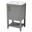 Meuble-lavabo de 20 po avec lavabo, armoire de salle de bain avec porte à fermeture douce, support de rangement et tablette ouverte, gris