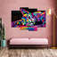 Multicoloured Abstract Cat Multi Piece Canvas Print-605642604