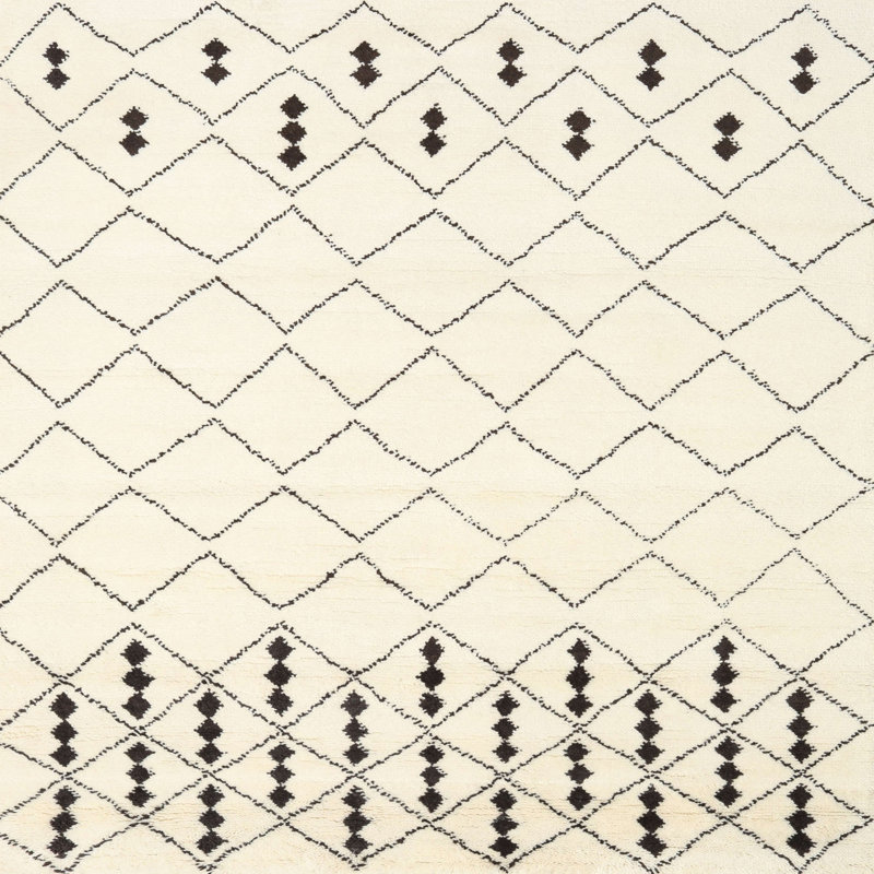 Tapis contemporain beige / noir, Carré 7 pi