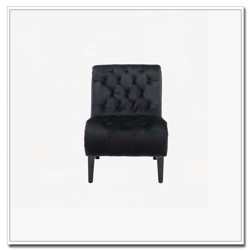 Chaise de salon en velours sans accoudoirs, Noir