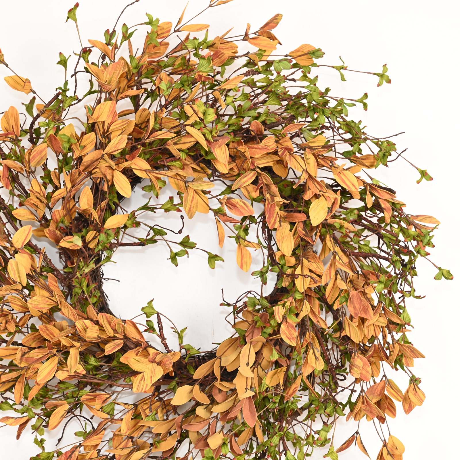 26" Handcrafted Foliage, Twig Thanksgiving Wreath, Green
