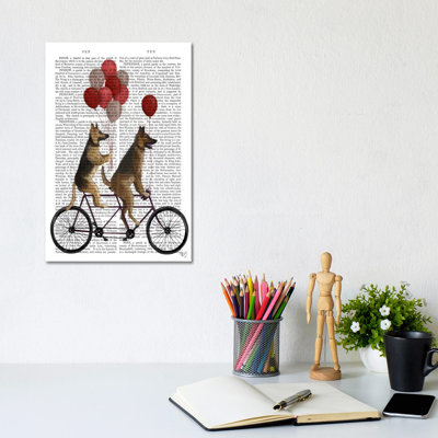 German Shepherd Tandem, Print BG 1 Piece Wrapped Canvas Wall Art