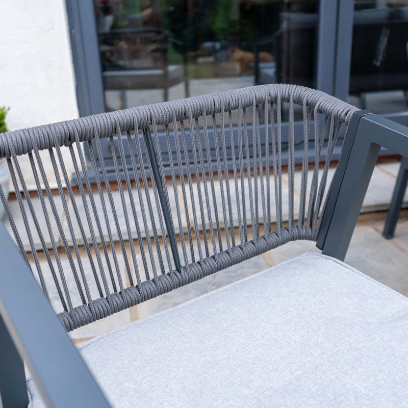 Kos Modern Grey Wicker Rope and Metal Garden Sofa Set with Cushions