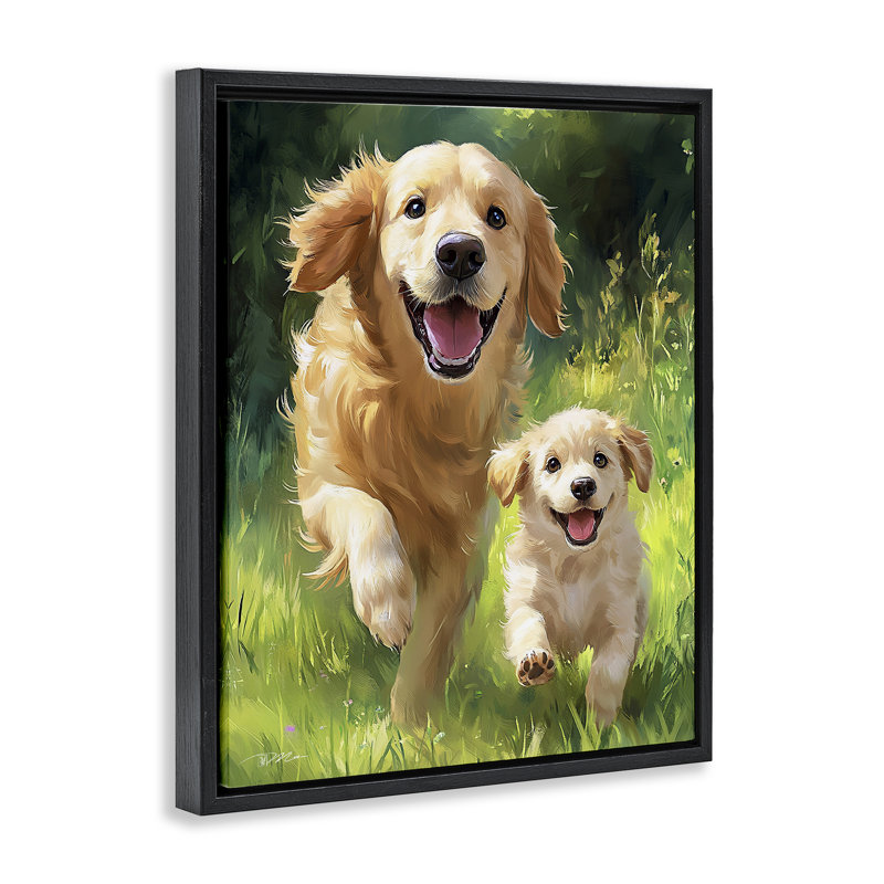 Father & Son Labrador Floating Frame, design by Momart, Jet Black Floater Frame, 21" H x 17" W