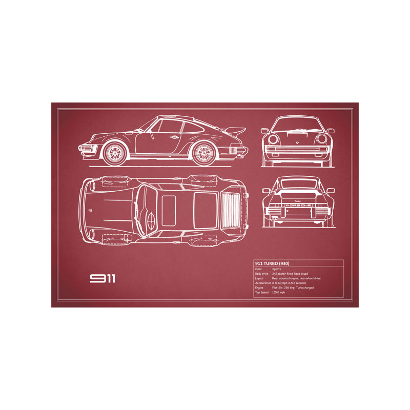 1977 Porsche 911 Turbo (930) by Mark Rogan - Wrapped Canvas Print, 101.6 cm H x 66.04 cm W x 1.91 cm D