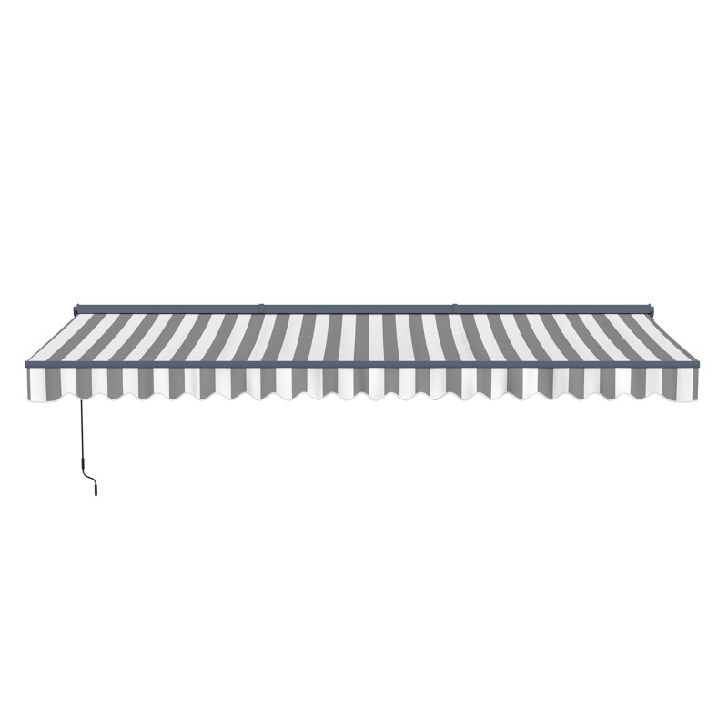Semi-Cassette Patio Awning with LED Lights - Moroccan Collection , Gray / White, 16' W x 10' D