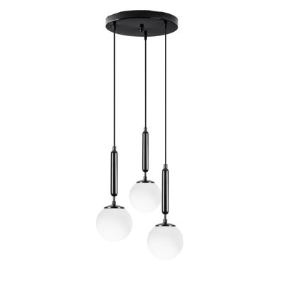 Modern Industrial Chandelier, Black & White Metal Body, Adjustable Height | 13.4 x 13.4 x 52.8 inches | Base Plate: 11.8 inches | 3 x E14 Max 40W | Perfect for Scandinavian Home Décor & Novelty Lighting