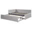 Lit de jour rembourré en L pleine grandeur avec lit gigogne escamotable double et ports USB, gris
