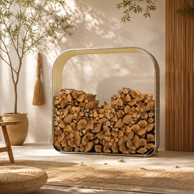 Support de rangement pour bois de chauffage en acier galvanisé avec rebord caoutchouté