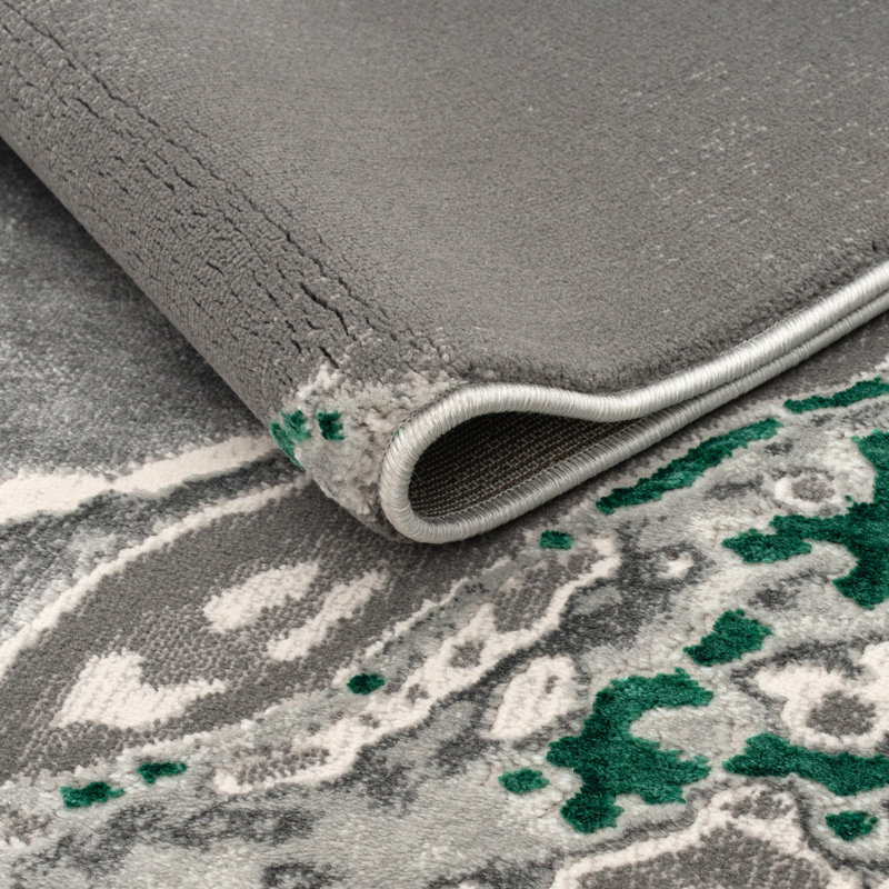 Area Rug, Green, Rectangle 60 x 110 cm