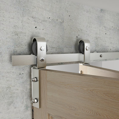 Brushed Nickle Bi-Folding Barn Door Hardware Kit (Doors Not Included)