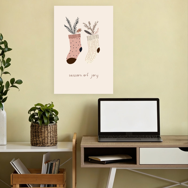 Cozy Holiday Socks Rustic Abstract Contemporary Nature Winter, impression d'art mural, H 18 po x l 12 po