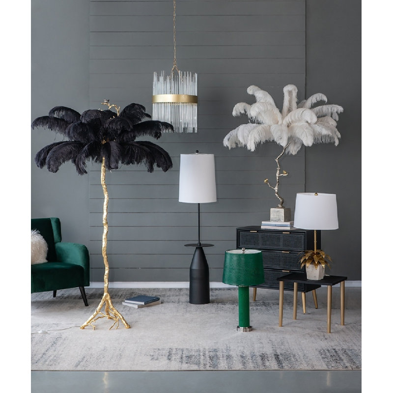 Sleek 61'' Cordless Modern Black Floor Lamp with Adjustable Drum Shade